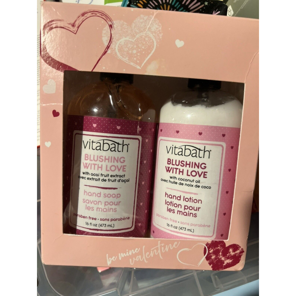 Vitabath Hand Soap & Lotion Set BLUSHING WITH LOVE 16 oz x2 VALENTINE Pumps NIB